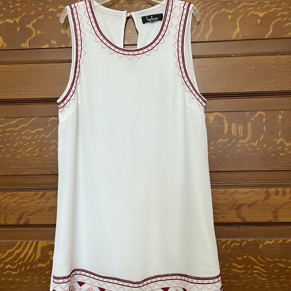 White Swing Dress with Embroidery (LuLus)